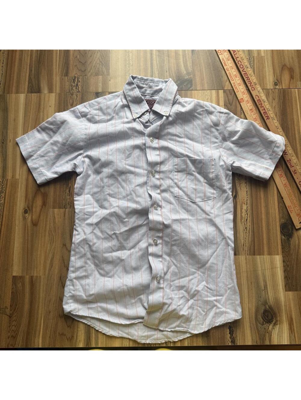 Sears white button up shirt with red stripes